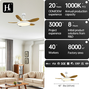 Plafonnier LED moderne à intensité variable, ventilateur de plafond Wifi 5 pales avec lampe pour salon - Product Image 4