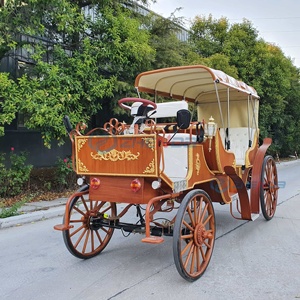 Chariot électrique vintage marron chaud, idéal pour les visites touristiques, avec un plafond beige, adapté aux centres de villégiature et aux parcs. - Product Image 6