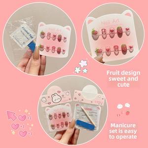 Pegatinas de Uñas Infantiles con Diseño de Dibujos Animados, Edición de Año Nuevo, Color Rojo, Adhesivo de Gel Removible para Niñas - Product Image 4