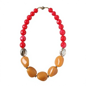 Collar de Resina de Moda 2026, Diseño de Cadena Gruesa con Cuentas Acrílicas en Rosa, Negro y Naranja, Joyería para Mujer, Ideal para Fiestas - Product Image 4