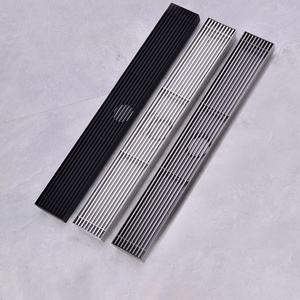 OEM OEM/ODM Black Modern Style Rectangle Grate Drainage Cover Grille Hot Shower Floor Drain for Bathroom and Hotel Applications - Product Image 1