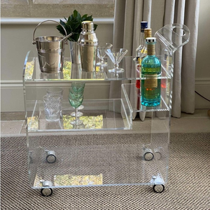 2022 विधानसभा नवीनतम शैली लक्जरी <span class=keywords><strong>3</strong></span> परतों स्पष्ट एक्रिलिक होटल खाना परोसने ट्राली के लिए बार गाड़ी - Product Image 5