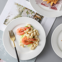 Platos de Porcelana Blanca de Calidad Hotelera, Platos de Servir Grandes de Cerámica de 9-14 Pulgadas para Restaurante, Banquete, Boda