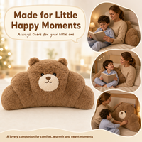 Coussin de tête de lit en peluche en forme d'ours, doux, marron, pour la lecture au lit