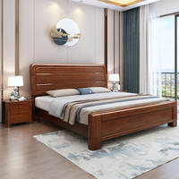Meubles de chambre à coucher Moderne, léger, de luxe, grande taille Lit double en bois massif personnalisé à prix d'usine Lits en bois à vendre