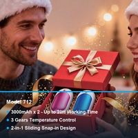 Chauffe-mains EDC robuste, électrique, rechargeable avec indicateur LED, corps bleu marine mat, chauffe-mains de poche, appareil chauffant pour l'hiver et les activités de plein air