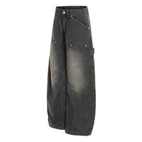 Jean de travail style cabane en bois, design rétro américain, pour hommes et femmes, coupe ample, jambe large, polyvalent, décontracté, style couteau courbé, pantalon long