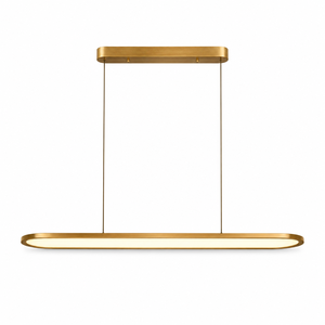 Modern Minimalist LED Linear Pendant <b>Light</b> – Gold Finish Full Spectrum Anti-Blue Eye-Care Lamp for <b>Dining</b> Table Kitchen Island - Product Image 1