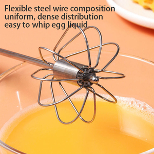 <span class=keywords><strong>Fouet</strong></span> à œufs manuel semi-automatique en acier inoxydable, durable, à poussoir rotatif, pour mélanger, faire mousser et remuer - Product Image 3