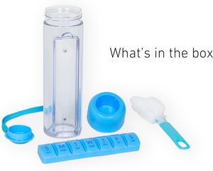 Botella de Agua Portátil y Organizador de Pastillas - Botella de Agua de Viaje de 400 ml con Estuche Semanal para Pastillas para 7 Días, para Actividades al Aire Libre - Product Image 3