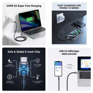 <span class=keywords><strong>C</strong></span>âble de charge rapide <span class=keywords><strong>USB</strong></span>-<span class=keywords><strong>C</strong></span> Type <span class=keywords><strong>C</strong></span> 240W 5A, <span class=keywords><strong>c</strong></span>âble Type <span class=keywords><strong>C</strong></span> personnalisé en usine, 1m 2m 3m, nylon tressé de <span class=keywords><strong>haute</strong></span> <span class=keywords><strong>qualité</strong></span>, chargeur PD, <span class=keywords><strong>c</strong></span>âble <span class=keywords><strong>USB</strong></span> <span class=keywords><strong>C</strong></span> - Product Image 2