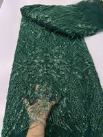 Tissu de mariée en dentelle florale lourde perlée, maille brodée de sequins écologique, accessoires de chaussures de mariage, tricoté chaîne uni