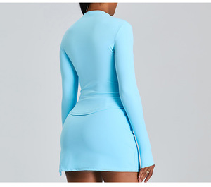Body de yoga y mono sexy de una pieza para mujer Pure Desire, ajustado, de manga larga, con falda y pantalón <span class=keywords><strong>culotte</strong></span>, que realza la cadera - Product Image 3