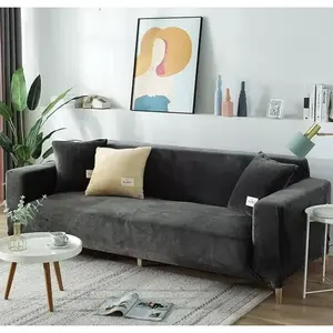 Housse de canapé en velours extensible Elleine, ensemble de 3 pièces, taille futon, style moderne, lavable en machine, protecteur - Product Image 4