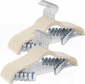 Cintre à pantalons pour adultes à clip amovible, en plastique antidérapant, pratique pour le séchage, design floqué pour cintres en tissu velours, vente en gros - Product Image 6