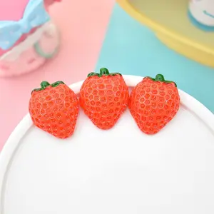 Cabochon for Decoration Strawberry Resin Flat Back Fruit Resin Three Sizes Opp Artificial Resin Figurine DIY Accessories 100PCS