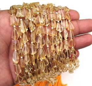 Natural Yellow <b>Citrine</b> Gemstone Smooth Nuggets November Birthstone Beads for Handmade Jewelry Making <b>Bracelets</b> and Necklaces - Product Image 3