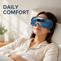 Masseur oculaire avec chaleur, compression d'air, vibrations et musique, bleu marine, masque de soin des yeux portable