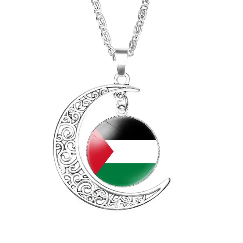 Hn Hot Sale Country Flags Palestine Necklace Palestine Flags Palestine Necklace for World Peace Demonstration