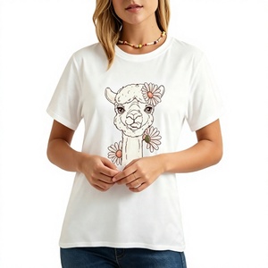 T-shirt pour femme 100% coton, blanc, imprimé sur le devant, manches courtes, col rond, tee-shirt décontracté, stock US - Product Image 4