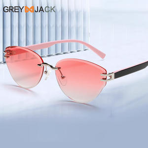 Greyjack – lunettes de soleil œil de chat sans cadre pour femmes, monture métallique, lentille en polycarbonate, Protection Uv400, couleur rose, G006 - Product Image 4