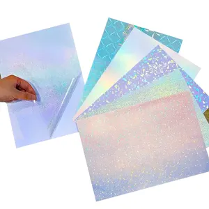 Individuell durchsichtige selbstklebende transparente holografische PET-Regenbogenfolie Glitzer-Kaltlaminierungsblech
