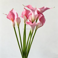L-049 Bunga Calla Lily Buatan Premium Kecil, Bunga Dekoratif Palsu untuk Buket Pernikahan, Calla Lily Buatan dengan Sentuhan Alami