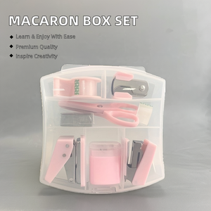 Promocional Bonito Macaron Aprendizagem Transparente Caixa De Plástico Oito Conveniente Escritório Mini Papelaria Grampeador Set - Product Image 6