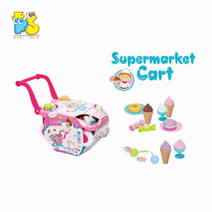 Jouets de <span class=keywords><strong>supermarché</strong></span> roses pour enfants, ensemble de jeu d'imitation, chariot de courses en plastique - Product Image 5