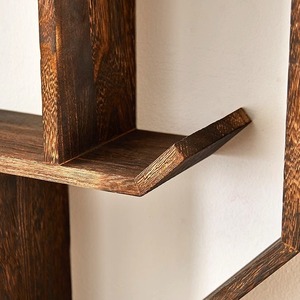 Estante de exhibición de madera maciza para montar en la pared, estilo chino, geométrico, con múltiples compartimentos, para guardar té, juego de té y tazas. - Product Image 4