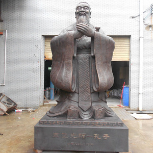 Confucius Sculpture Cast Bronze Handmade Figure Ancient Design Traditional Chinese Culture Courtyard Decor HX550 - Product Image 1