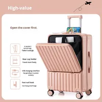 Valise trolley multifonctionnelle 20 pouces avec fermeture éclair, pour étudiantes, élégante et résistante, avec roues universelles