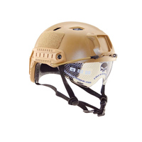 Casque tactique durable FAST BJ avec visière en verre, casque de sécurité ABS anti-choc pour entraînement, sécurité, et accessoires de cinéma et de télévision