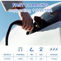 Nouveau câble de recharge EV Antela Type 2 Connecteur Mâle-Femelle 11 kW 16 A 7 m Triphasé 480 V pour voitures électriques Rétrofit/Amélioration Transportable