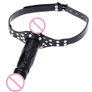 Hotselling SM Bondage Breathable double head realistic dildo Mouth Ball Gag with PU strap fetish costume restraint toys