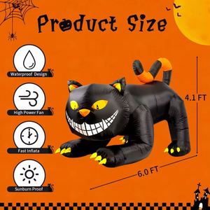 Gato Negro Inflable de PVC de 6 Pies con Cabeza Móvil, Decoración de Halloween con Luces LED, Liquidación - Product Image 3