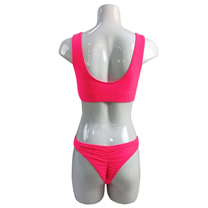 Mix &amp; Match de neón de color rosa bikinis Scoop Neck Top <span class=keywords><strong>y</strong></span> se reunieron <span class=keywords><strong>Tanga</strong></span> <span class=keywords><strong>Bikini</strong></span> Tankini damas traje de baño conjuntos - Product Image 4