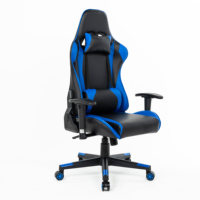 Silla de ordenador de PC de cuero Pu azul de bajo precio, silla de oficina ergonómica giratoria ajustable para juegos