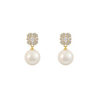 Anting-anting mutiara kristal zirkon wanita, baru 2023 anting-anting temperamen ledakan desain niche anting-anting Perancis rasa kelas tinggi