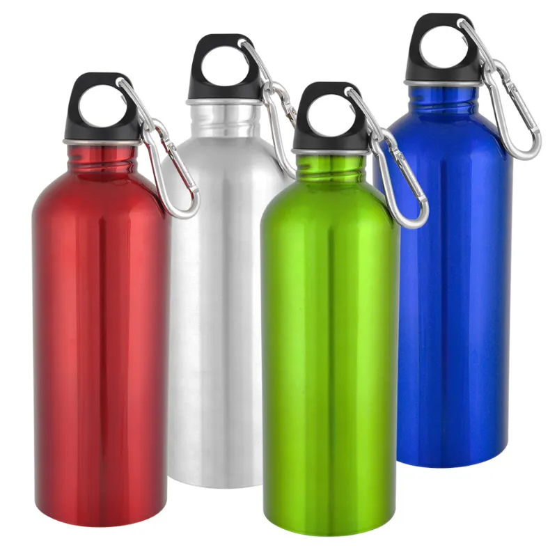 Promotional High Quality BPA Free 500ML 18/8 Stainless Steel Sport Water Bottle Classic Style Carabiner Hook Lid For Drinkware