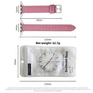 Bracelet fin en cuir véritable première couche avec boucle ardillon 14MM pour Apple Watch 4/5/6/7/8/SE - Product Image 3