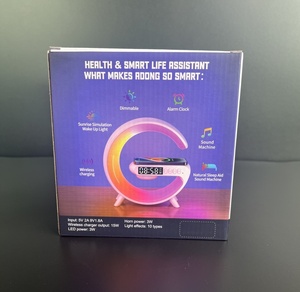 Thông Minh Thức Dậy Đồng Hồ Báo Thức Đầy Màu Sắc Ánh Sáng Ban Đêm RGB Không Dây Sạc Pad Thông Minh Loa Thay Đổi Độ Sáng Kích Thước Nhỏ G Đèn - Product Image 6