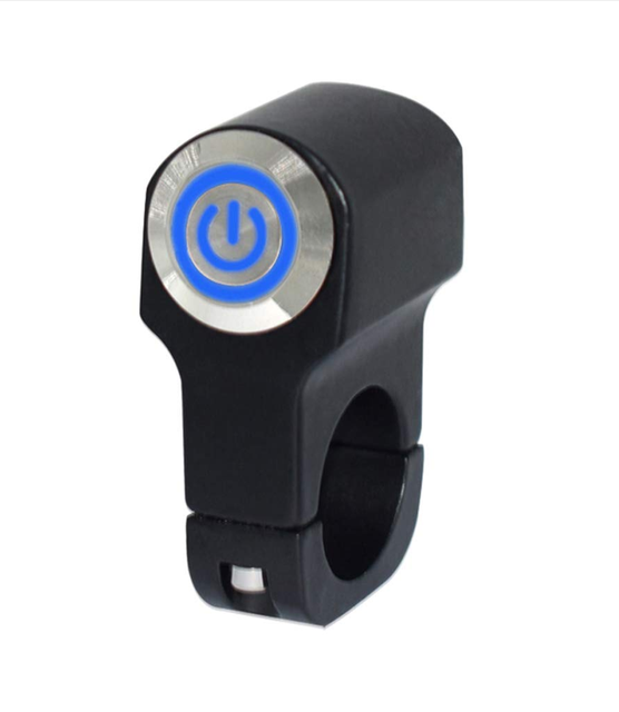 12V Headlight Fog Light Switch 22mm 7/8" ON-OFF Motorcycle Handlebar Mount Metal Lighted Push Button Switches with Power Laser