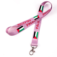 Vente en gros de lanière promotionnelle en polyester lanière drapeau de pays palestinien avec logo personnalisé