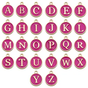 DIY Jewelry Accessories Gold Plated Disc Initial Pendant Bracelet Necklace Earrings Letter Charm Jewelry Accessories