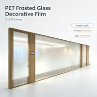 Film décoratif givré pour verre PET 2 mil, autocollant de fenêtre translucide pour la confidentialité, gravé à l'acide, prix usine B2B en gros