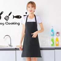 Tablier publicitaire CTY pour femmes, sans manches, 2 poches, en polyester, lavable, noir, pour cuisine, nettoyage, barbecue, logo personnalisé