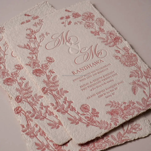 Carte d'invitation de mariage élégante faite à la main de qualité supérieure Technique typographique avec logo personnalisé produit d'impression en papier et carton - Product Image 2