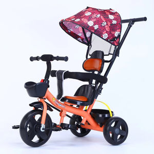 Haute qualité 3 roues enfants pédale vélo bébé jouet avec parasol matière plastique caoutchouc roue d'entraînement alimenté au pied - Product Image 1