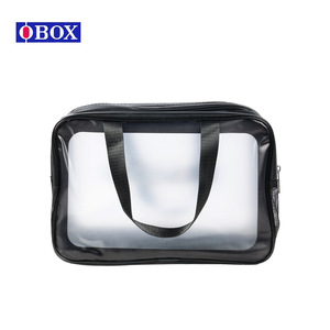 Bolsa de Maquillaje Portátil para Mujer Obox, Gran Capacidad, Impermeable, Bolsa de Aseo de Viaje, Rectangular, Negra, Diseño de Letras en Color Sólido - Product Image 5